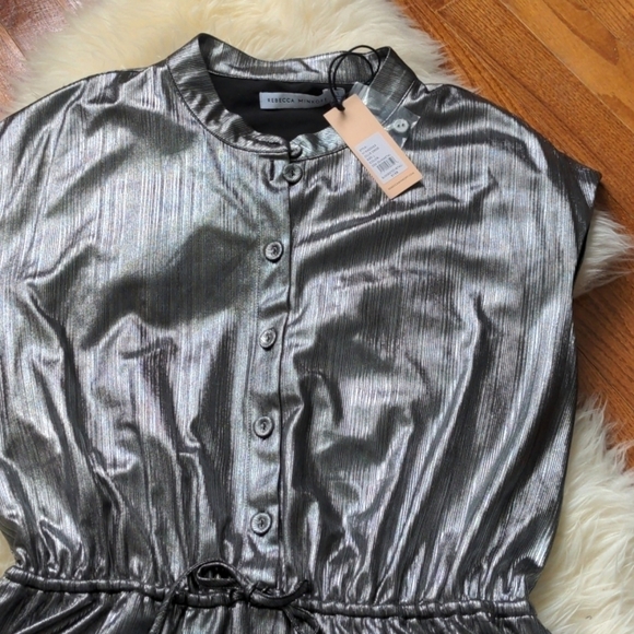 REBECCA MINKOFF ollie dress gunmetal metallic mini large - Picture 10 of 15